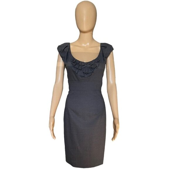 Rebecca Taylor Dress Gray Pencil Style Lined Wool‎ Blend Cap Sleeve Size 6 - Picture 1 of 9